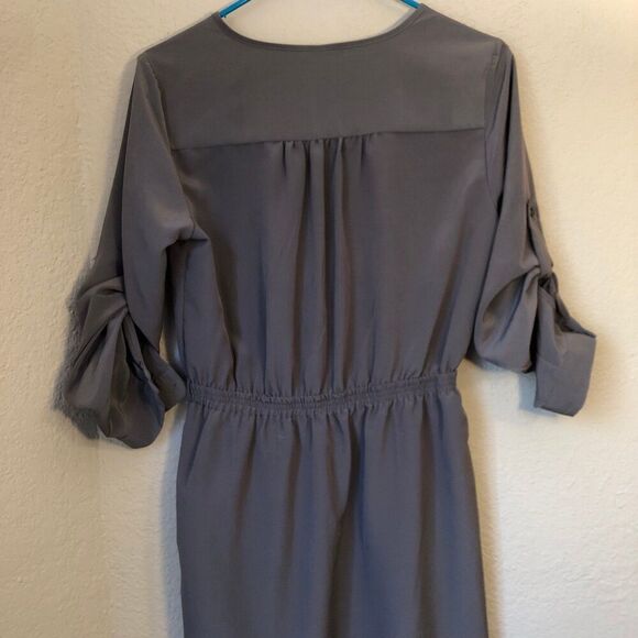 Mossimo Women's Utility Shirt Dress Size Small Olive Green Pockets Long Sleeves - Picture 5 of 10